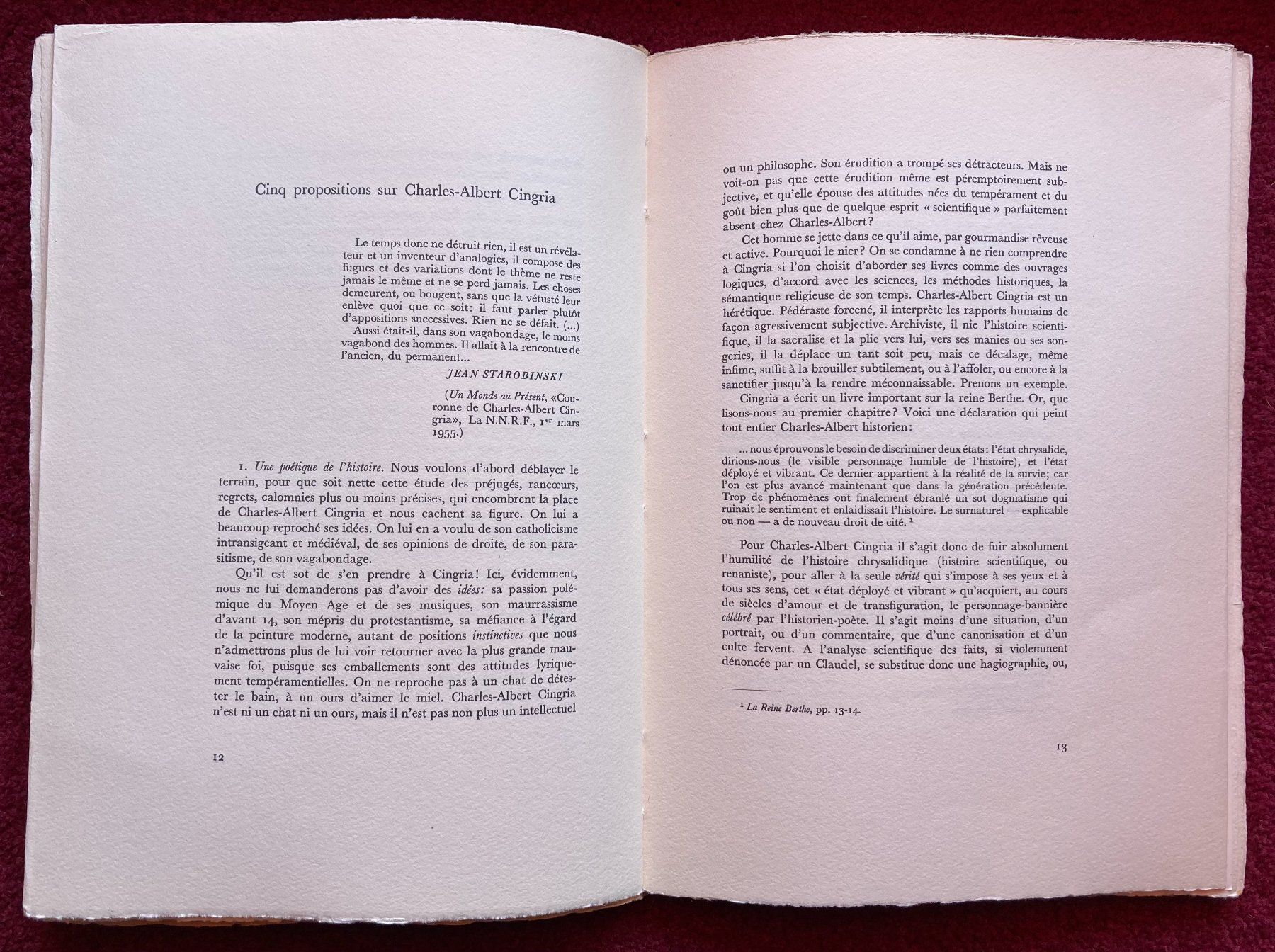 Libri: Charles-Albert Cingria - 1883-1954 / 1966 – Usato da Versoix venduto da HELVETICA_1 2