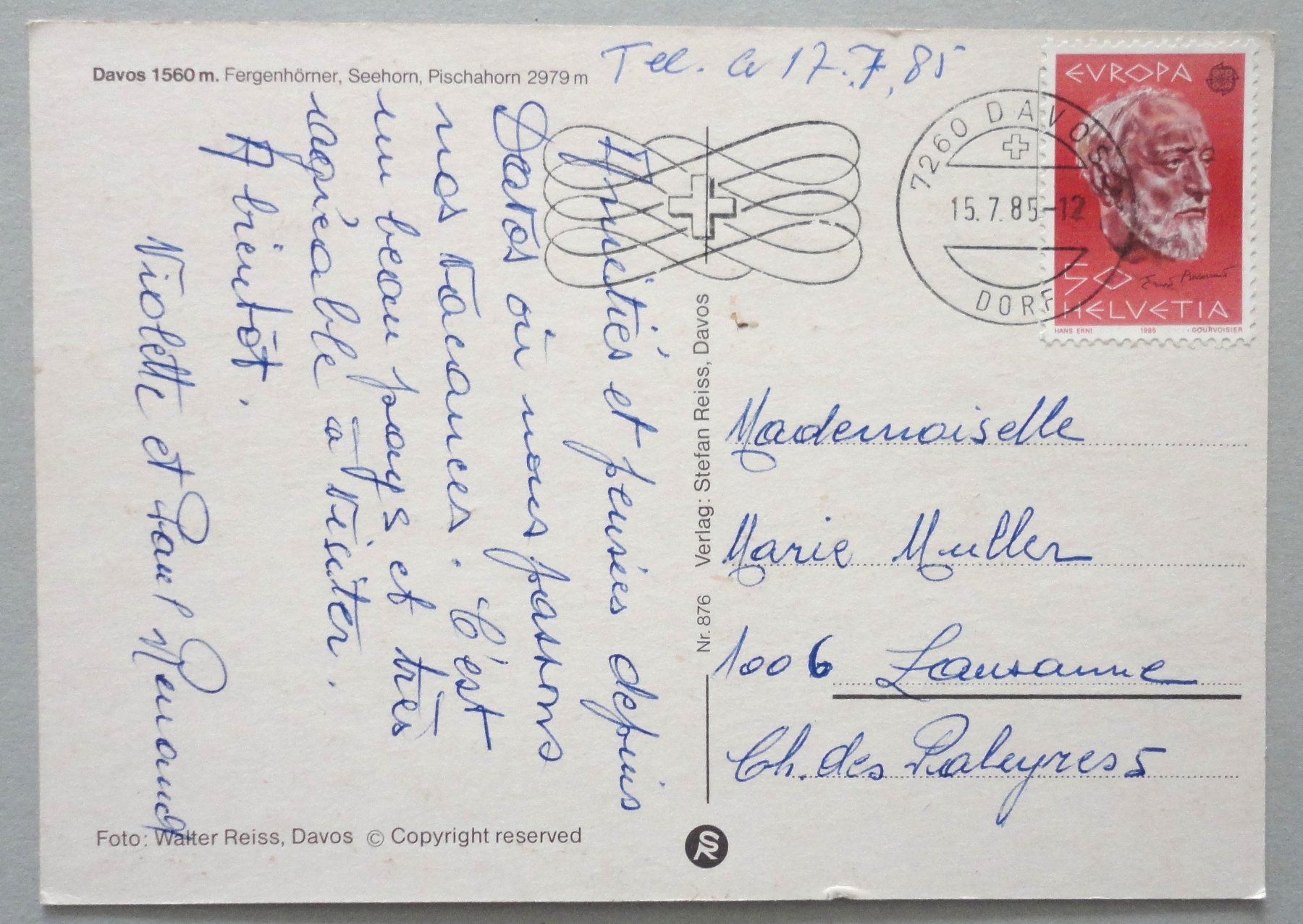 Cartoline postali: Davos 1560 m – Usato da Fétigny venduto da Billy2miny 1