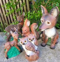 🤎 5 Gartenfiguren Vintage mit Glasaugen 4 davon ZEHO
