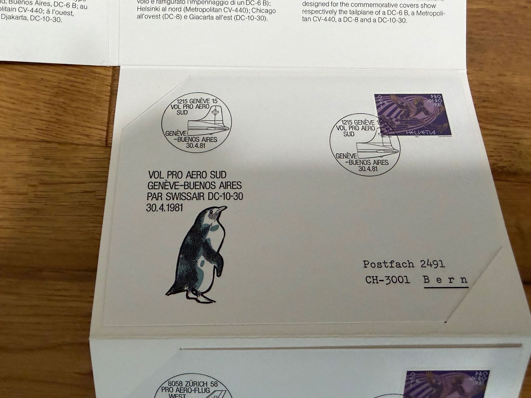 Buste & buste per spedizione: 5 Luftpostkarten, 50 Jahre Jubiläum, 1981, Erni – Usato da Oberhasli venduto da Sicurezza 2