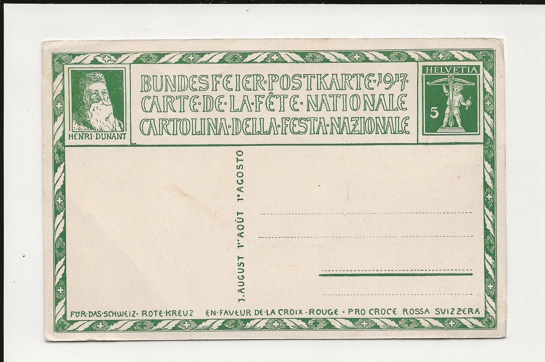 Ansichtskarten: AK 1917 Bundesfeier Postkarte – Gebraucht aus Greifensee von 315WDO 1