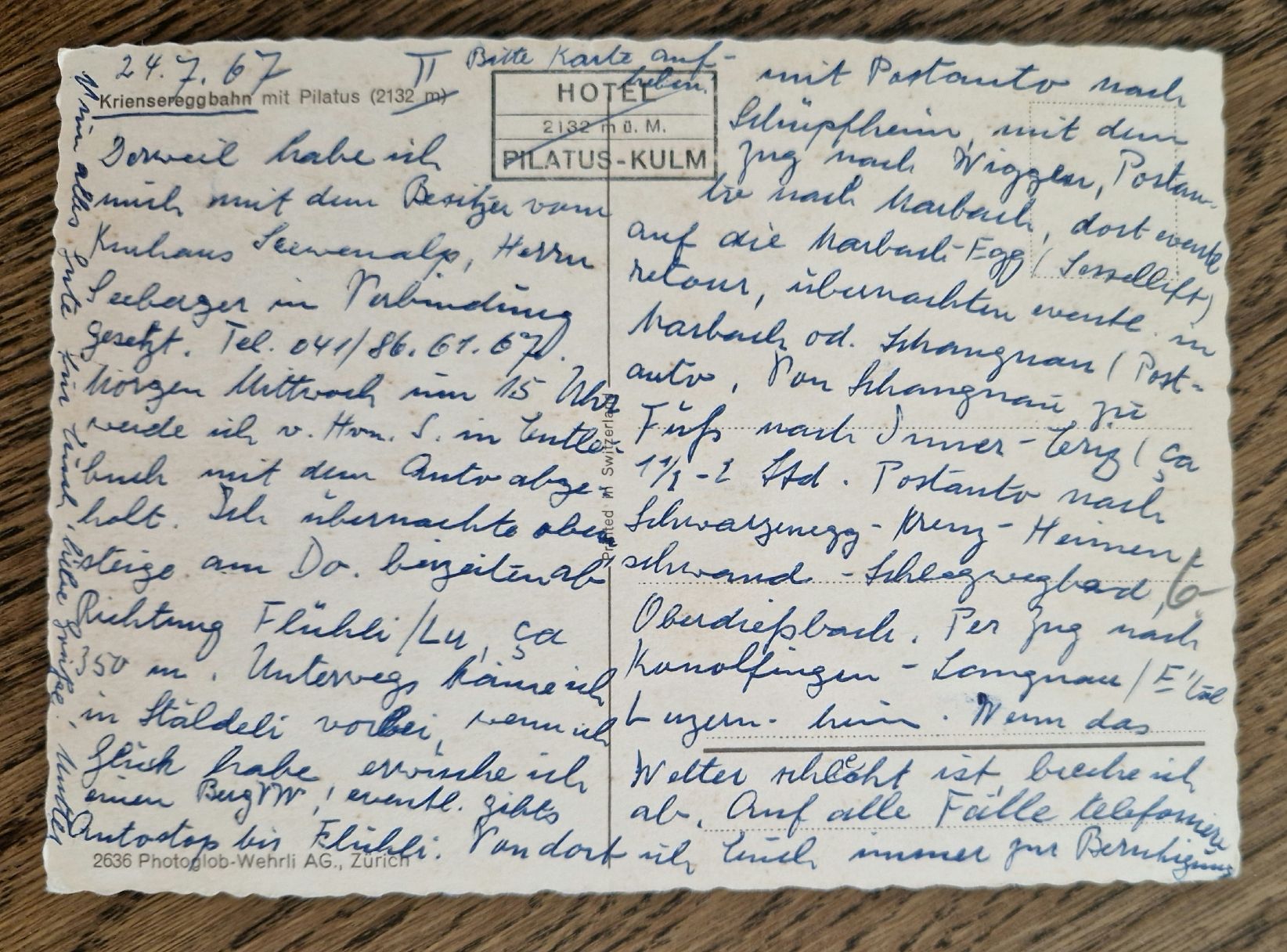 Ansichtskarten: Kriensereggbahn 1967 – Gebraucht aus Ebikon von Donar50 1