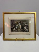 Antike Lithografie "Kindergruppe" nach Gottfried Mind, 1840