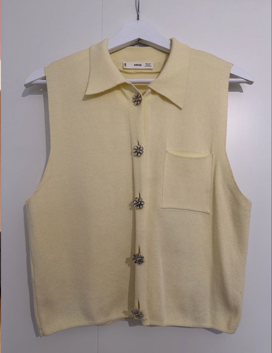 Mango Gilet & Giacche senza maniche: Mango Sleeveless Top Yellow Size S Button Detail Pocket – Nuovo (secondo la descrizione) da Luins venduto da vvs_7kqr 1