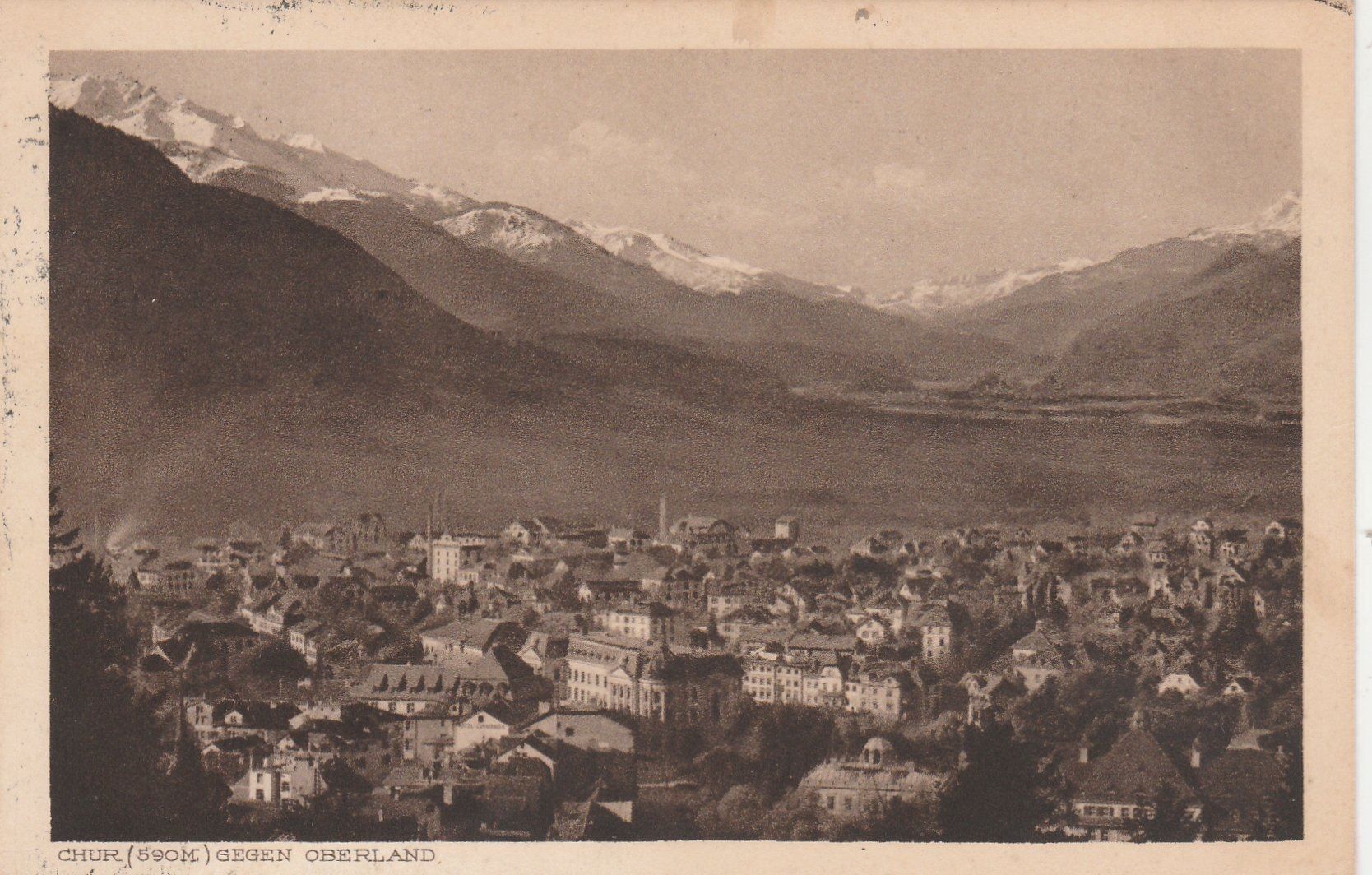 Cartoline postali: Chur gegen Oberland 1920 – Usato da uttwil venduto da Koehlerfred