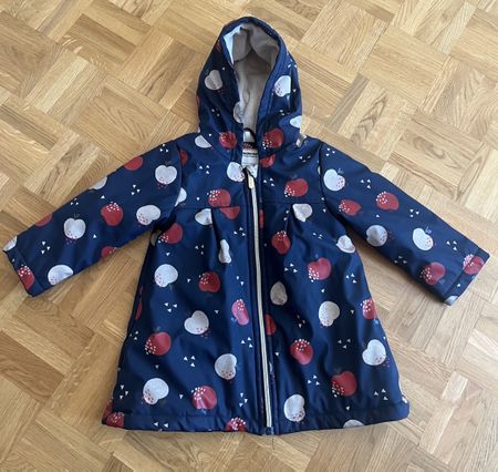 Manteau enfant Orchestra, bleu marine, motifs pommes, 3 ans