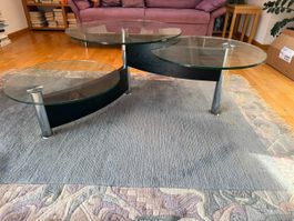 Couchtisch Glas rund dreistufig