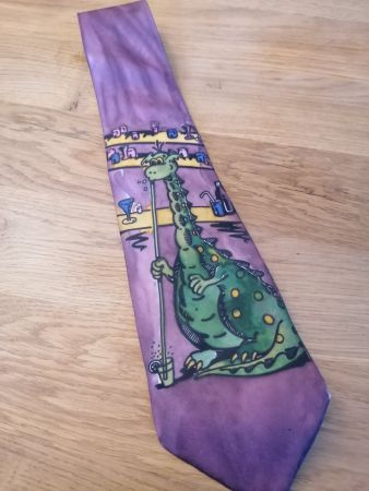Handgemalt Krawatte mit Dino - Nr. 157
