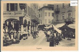 Lugano - Rue a Lugano - Hotel des Anglais - animee