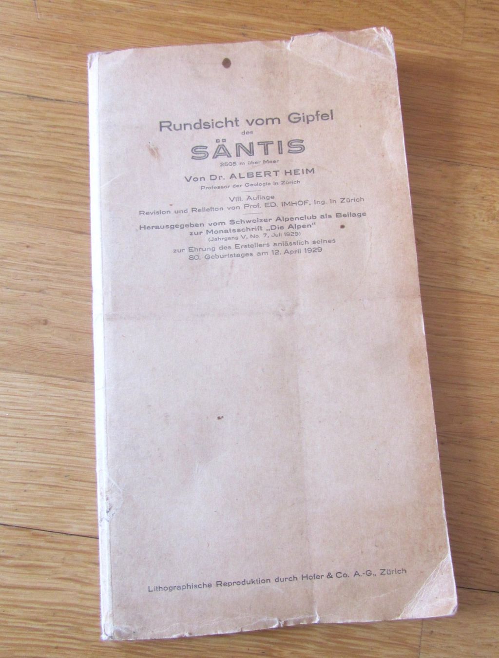 Landkarten & Atlanten: Säntis Gipfelpanorama von Albert Heim, 1929 – Gebraucht aus Seengen von mikelele