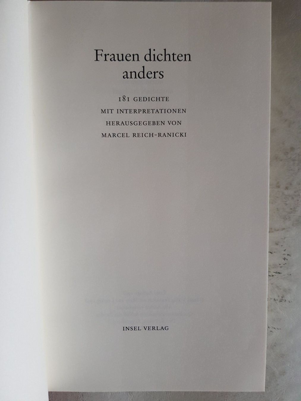 Livres: Frauen dichten Anders - Marcel Reich-Ranicki - 1998 – D'occasion à Walterswil BE par Lonitti 6