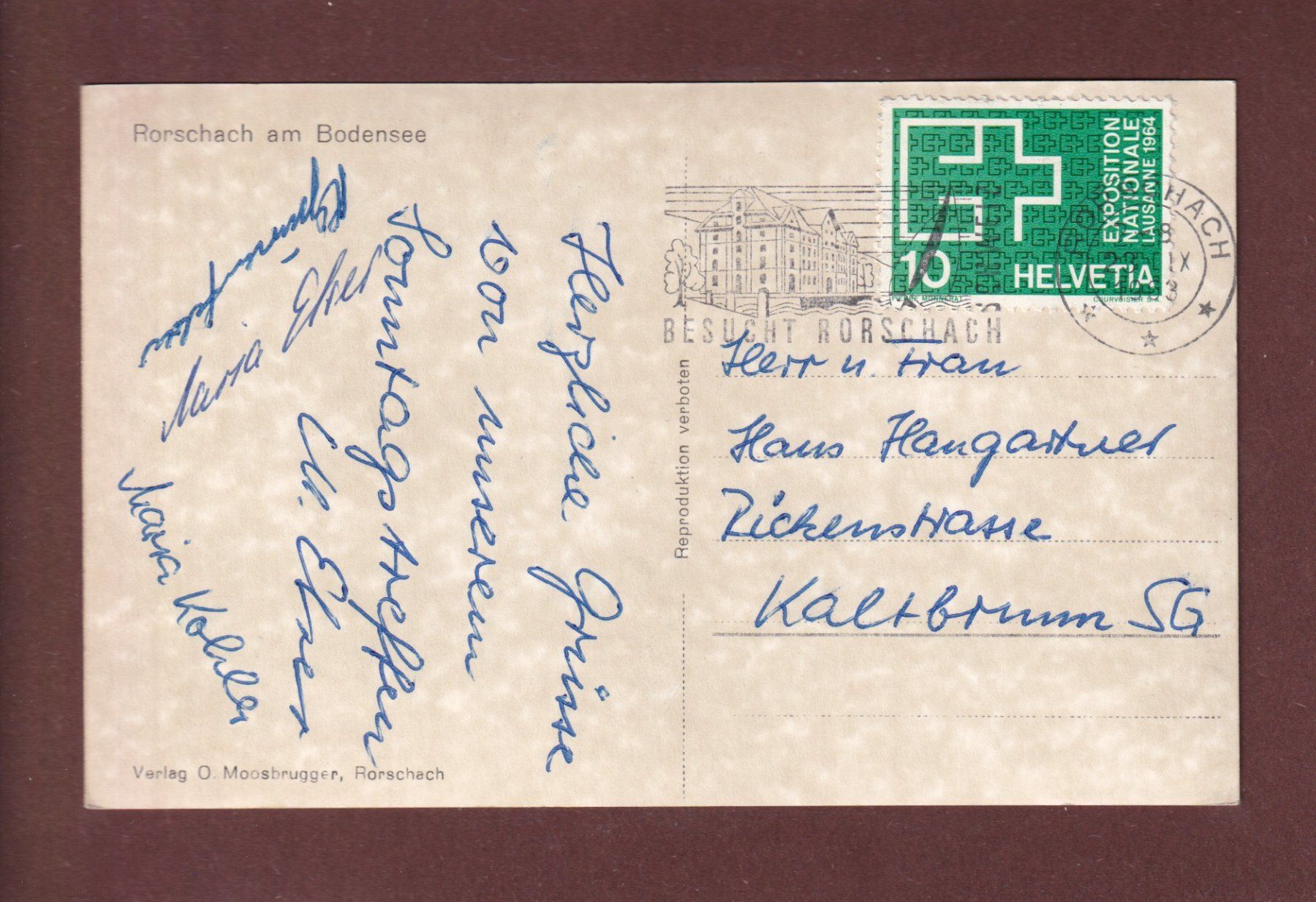 Cartoline postali: RORSCHACH - 4 Bilder - 1963 – Usato da Pully venduto da nicecards-shop 1