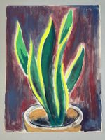 Grüne Blumen im Topf – Aquarell-Stilleben, Cosmo Carabellese