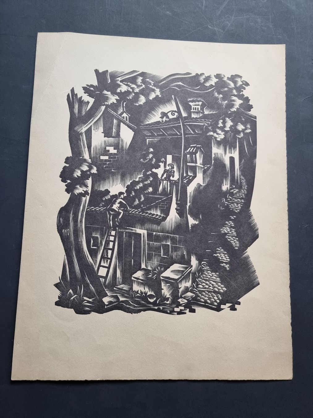 Xilografie: ALDO PATOCCHI HOLZSCHNITT – Usato da Gersau venduto da grafik-kunst 2