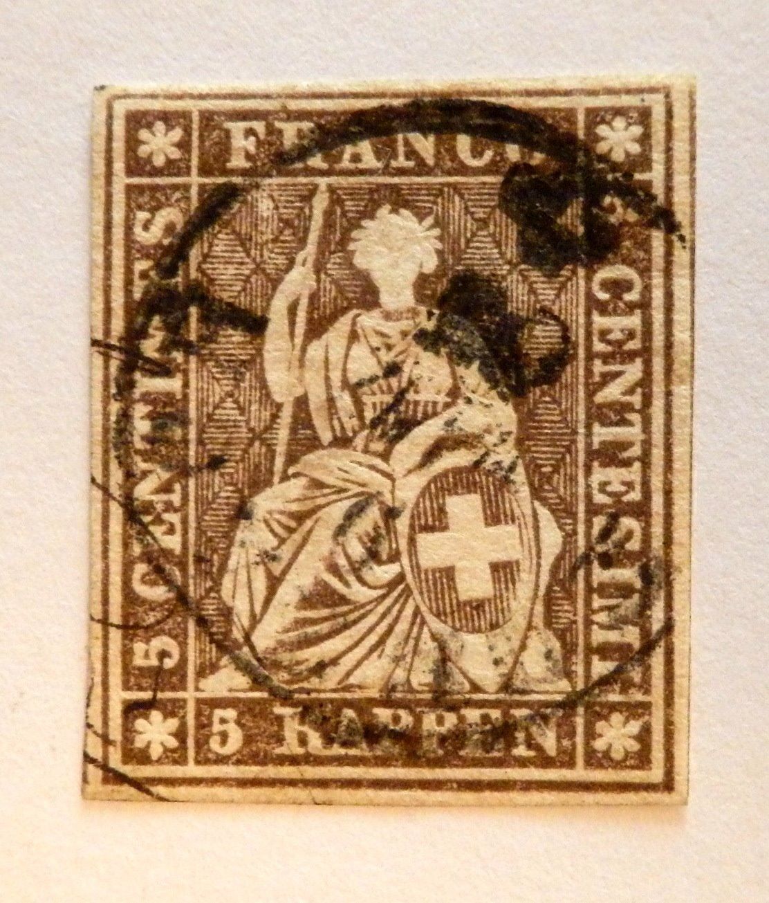 Alle Briefmarken: ZNr.22G, Strubeli, Kat. CHF 30.00 – Gebraucht aus Ueberstorf von dinbau