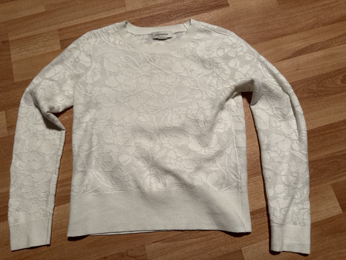 Maglioni & Felpe: Club Monaco Pullover, Gr. S, weiss mit Blumenmuster – Usato da St.Gallen venduto da maierm01