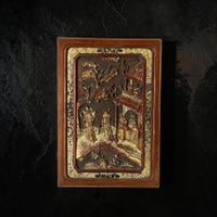 Alte chinesische Holztafel Relief Wandbild 52cm China Bild