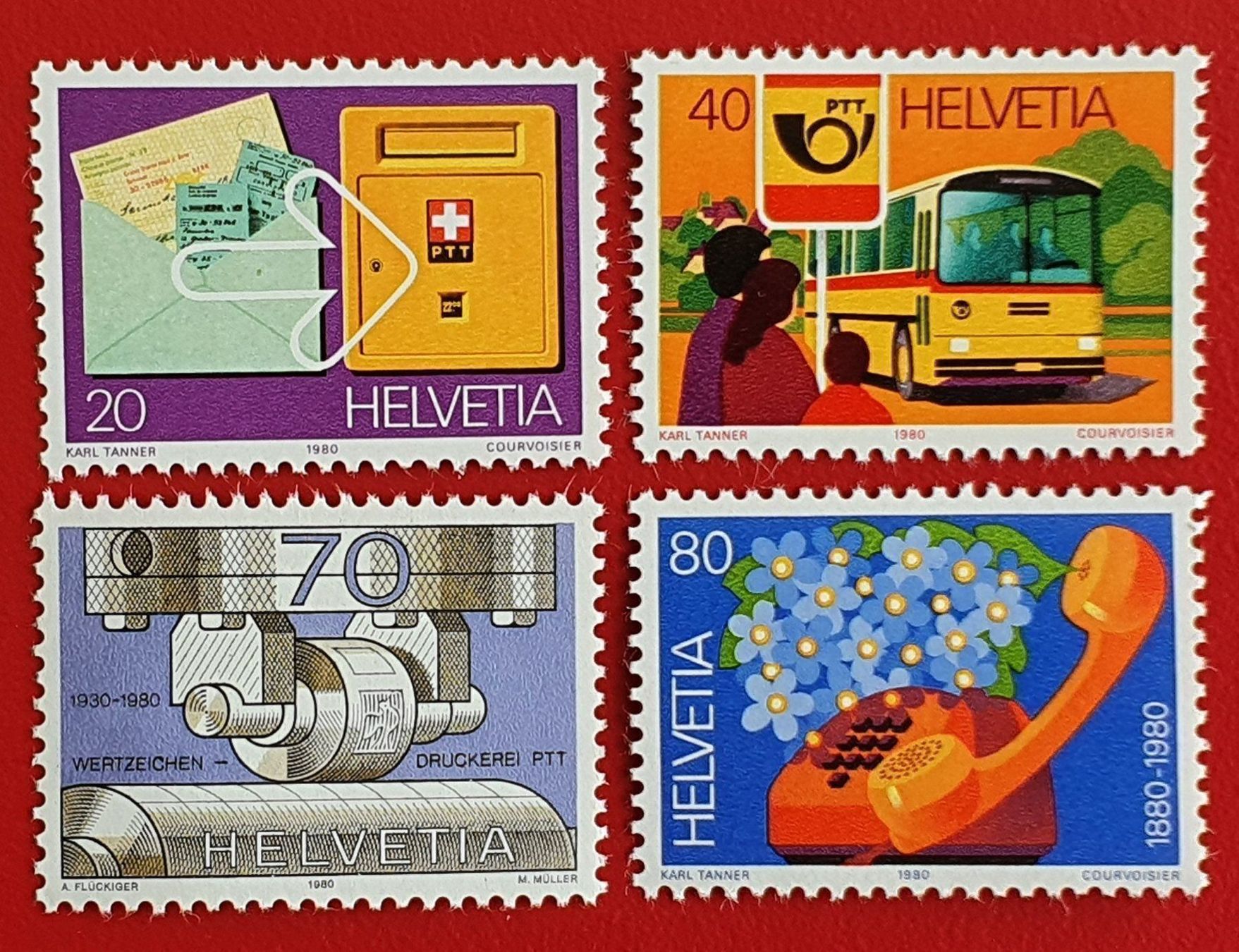 Alle Briefmarken: WERBEMARKEN SATZ 645 - 648 POST PTT 1980** POSTFRISCH – Neu (gemäss Beschreibung) aus Düdingen von Quartierstrasse