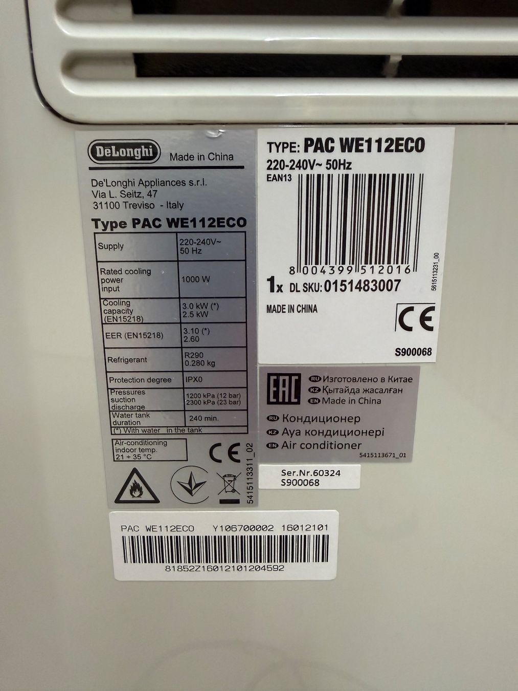 De'Longhi Condizionatori: DeLonghi PAC WE112 ECO Klimagerät gebraucht – Usato da Zürich venduto da dhbarker 3