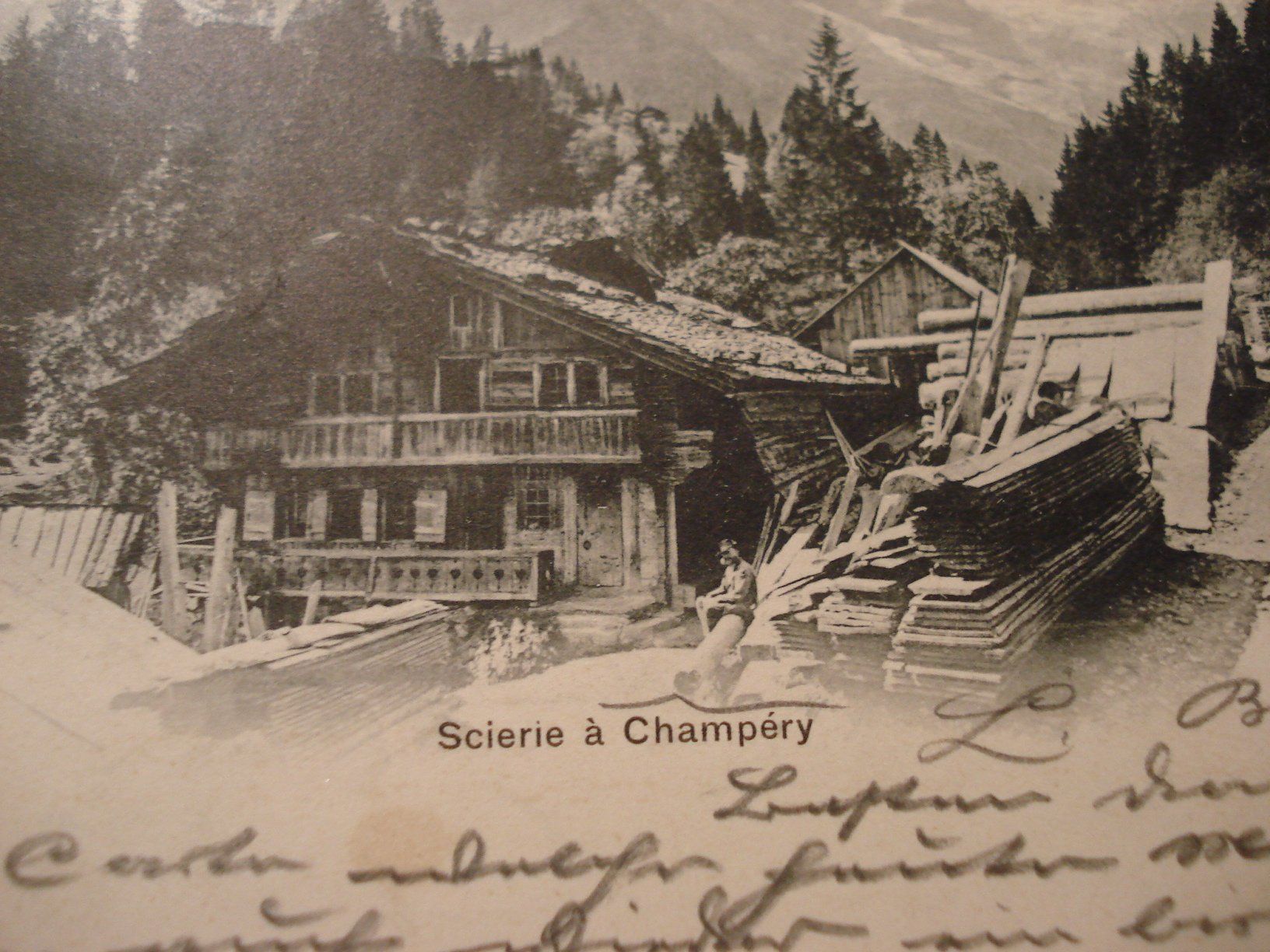 Cartoline postali: Scierie a Champery, Sägerei, 1903. o Champery – Usato da Niederwil AG venduto da morostahu 1