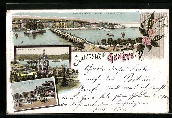 Cartoline postali: Litho Genève, Monument du Duc de Brunsw – Usato da Berlin venduto da bartko-reher