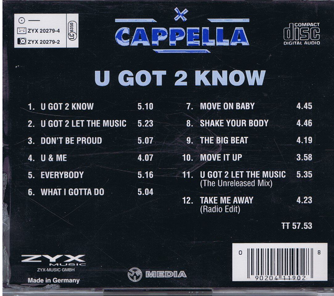 CDs: Capella / U got 2 Know – Gebraucht aus Unterengstringen von Lastchance 1