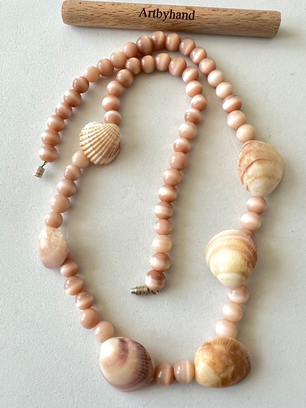 Catenine: Handgefertigte Longkette Katzenaugen & echte Muscheln – Usato da Ruswil venduto da artbyhand 8