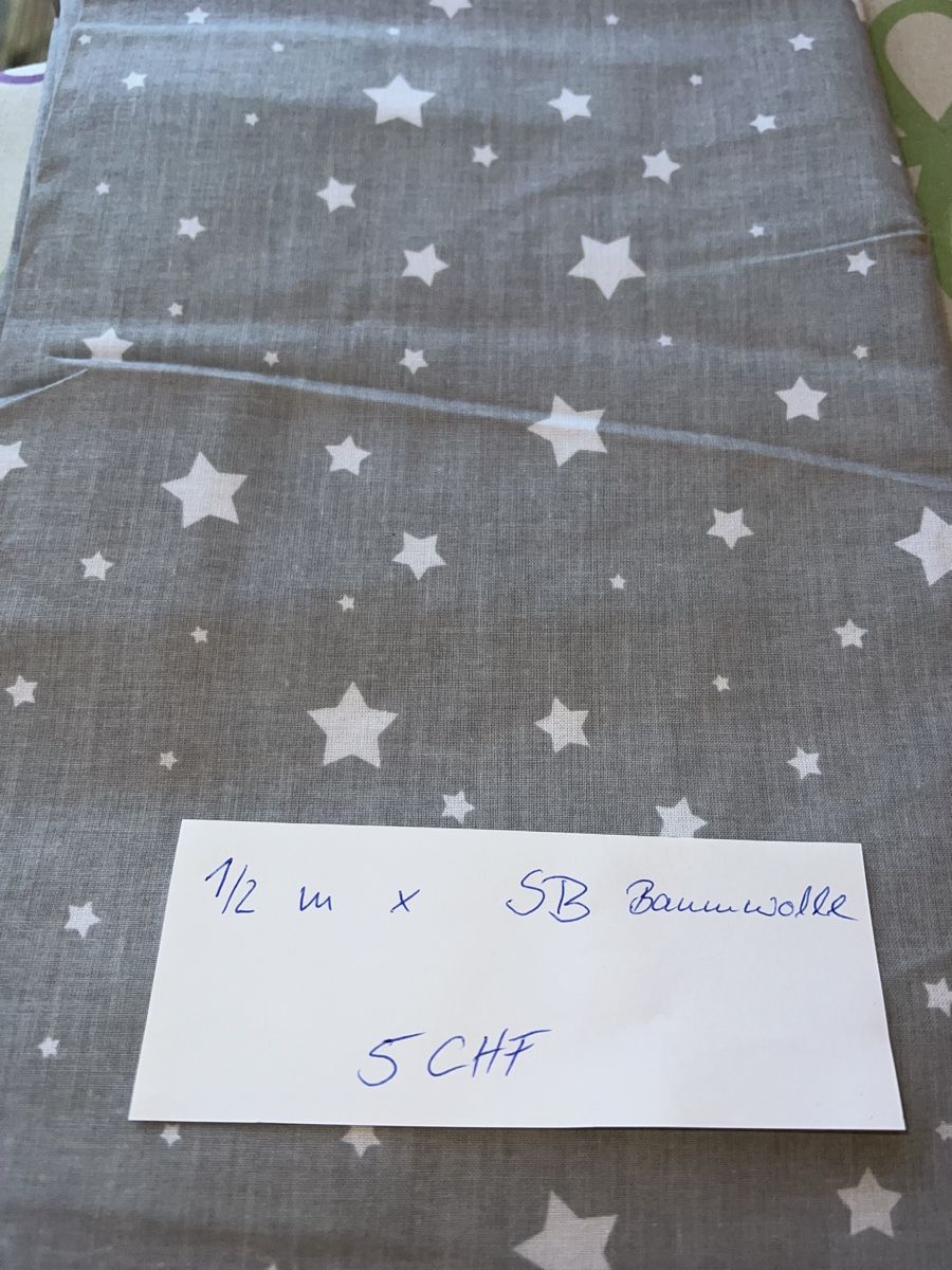 Stoffe: Baumwolle Baumwollstoff Popeline 50 cm grau Sterne – Neu und originalverpackt aus Unterägeri von angeljusti