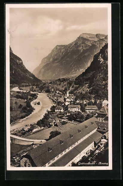 Cartoline postali: Amsteg, Ortsansicht an der Gotthardbahn – Usato da Berlin venduto da bartko-reher