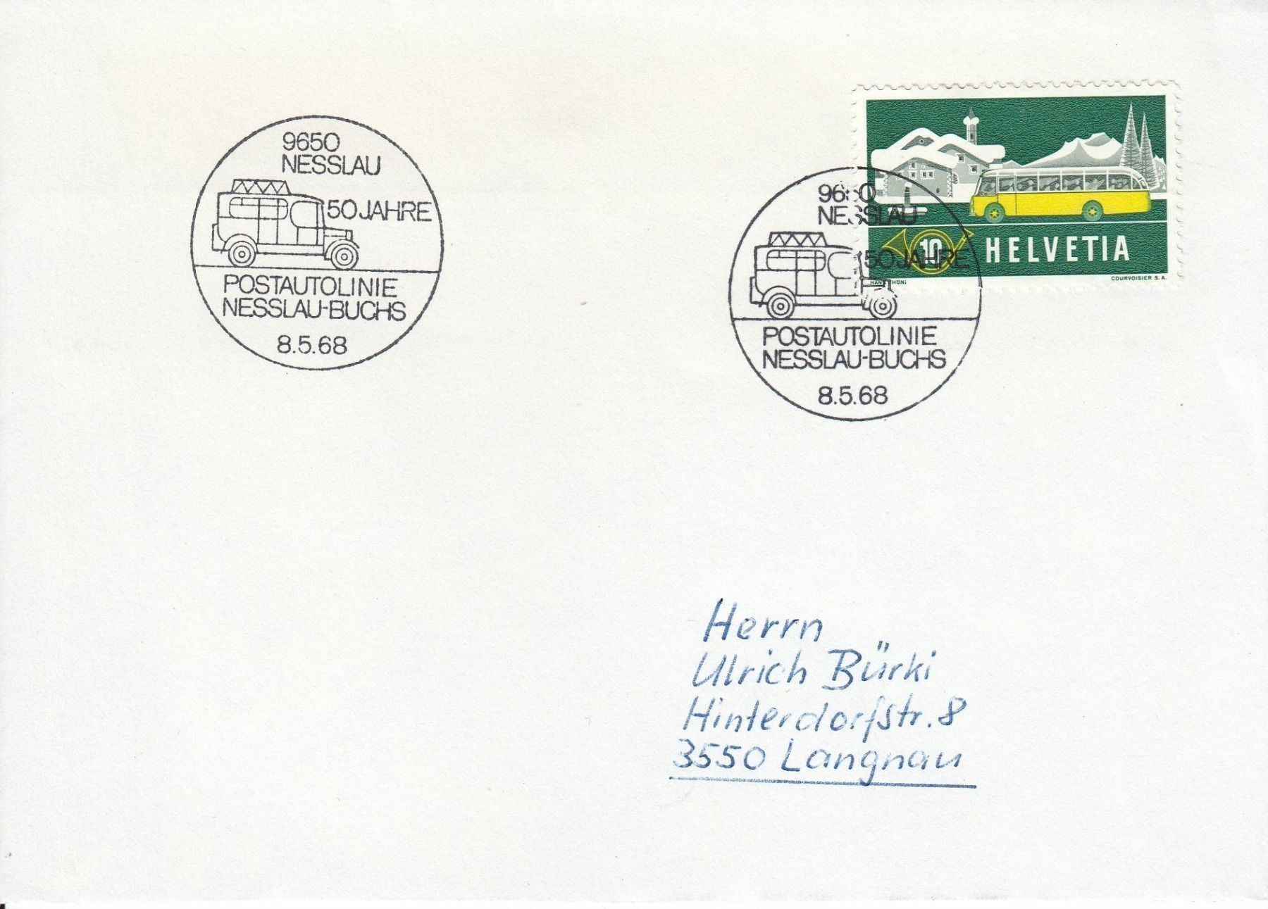 Tutti i francobolli: 1968 314 50 Jahre Postautolinie Nesslau Buchs – Usato da Spreitenbach venduto da Mustang_1105