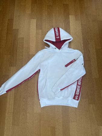Alpha Industries Hoodie, Gr. S, Weiss/Rot, Top Zustand!