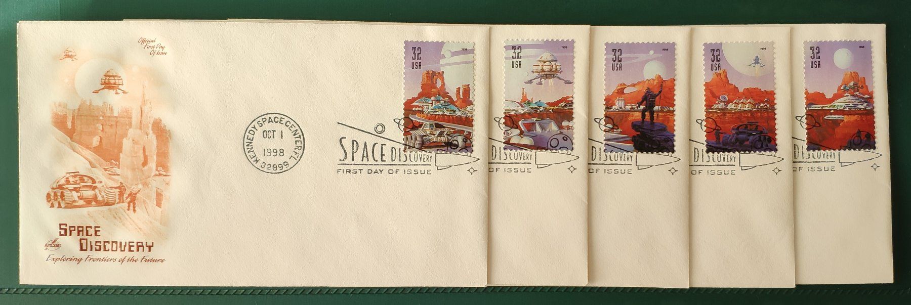 Tutti i francobolli: USA 1.10.1998 Space Discovery Serie Einzel 5 FDC – Usato da Volketswil venduto da Spacepanda