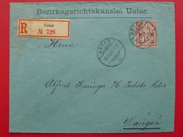 1900, Nr.64B auf Brief von USTER (ZH) 15Rp.-Einzelfrankatur