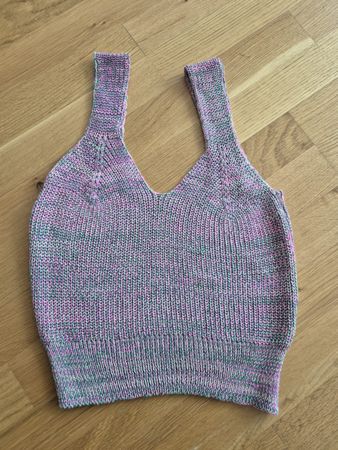 Handmade Knit Tank Top - Pastel Pink & Green Summer Essentia