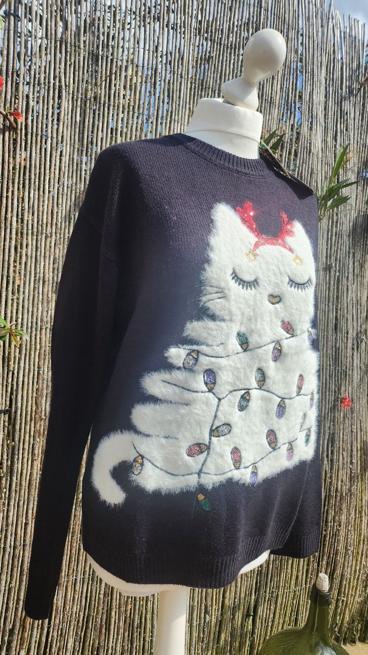 Maglioni & Felpe: Pullover noir motif CHAT Chicorée, taille M, NEUF  – Nuovo e nell'imballaggio originale da Agiez venduto da chouchanelle 3