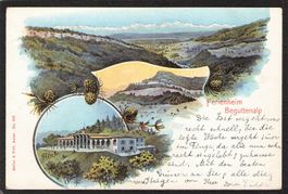 Lithographie Ferienheim Beguttenalp Aargau , gel. 1909