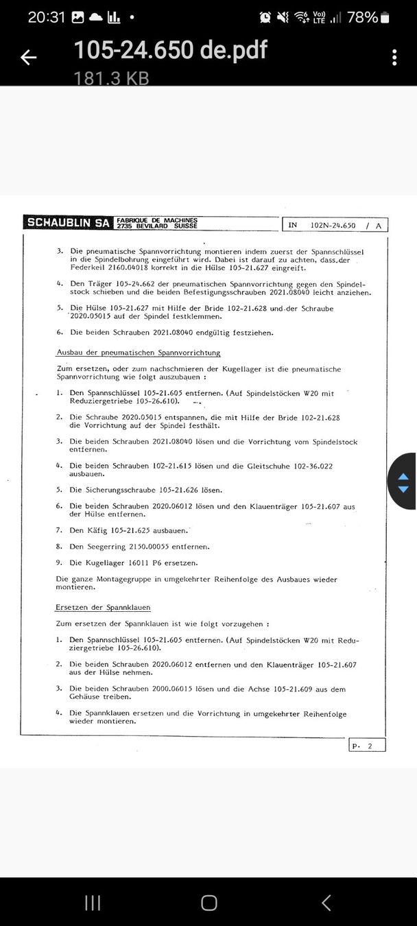 Schaublin Altro per industria metallurgica: Pneumatische Spannvorrichtung W20 – Usato da Zihlschlacht venduto da Fan2002 8