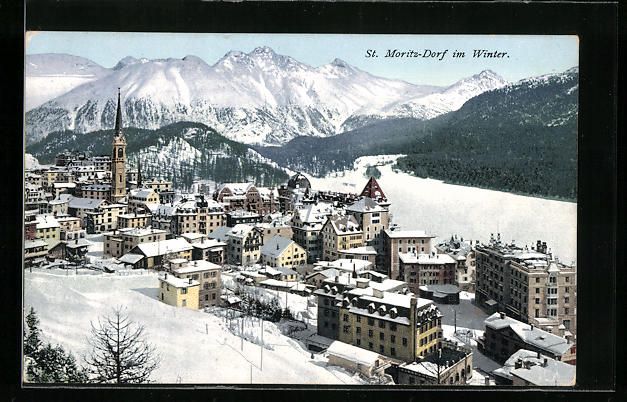 Ansichtskarten: St. Moritz-Dorf, Totalansicht im Winter – Gebraucht aus Berlin von bartko-reher