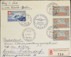 R-Flugpostbrief 1939 Zürich-Berlin | Swissair SÜD Landi