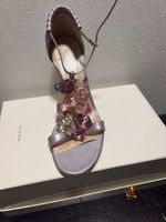 Casadei Beaded Sandals Lavender Leather Heels Size 37,5