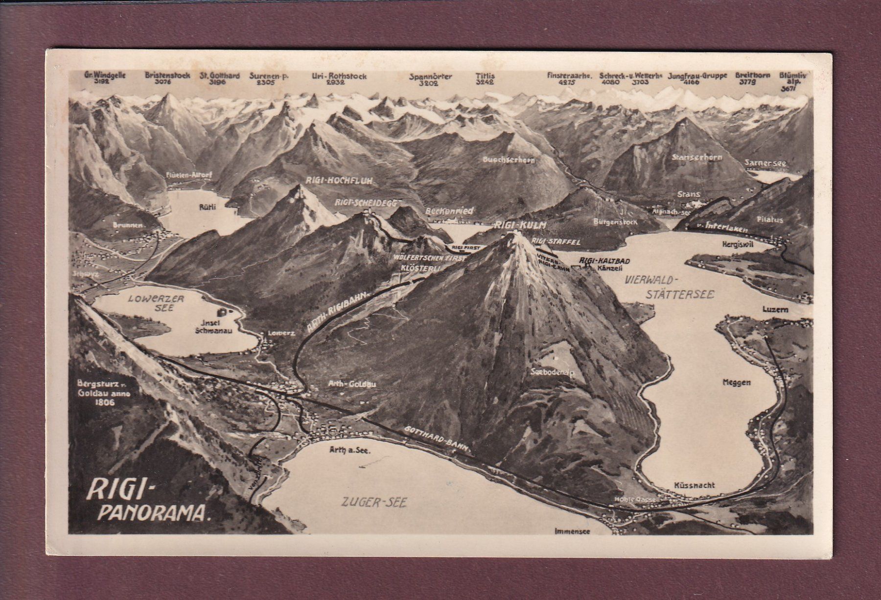Cartoline postali: RIGI Panorama - Vogelschau – Usato da Pully venduto da nicecards