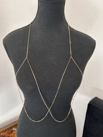 Body jewellery chain, gold coloured metal, one size