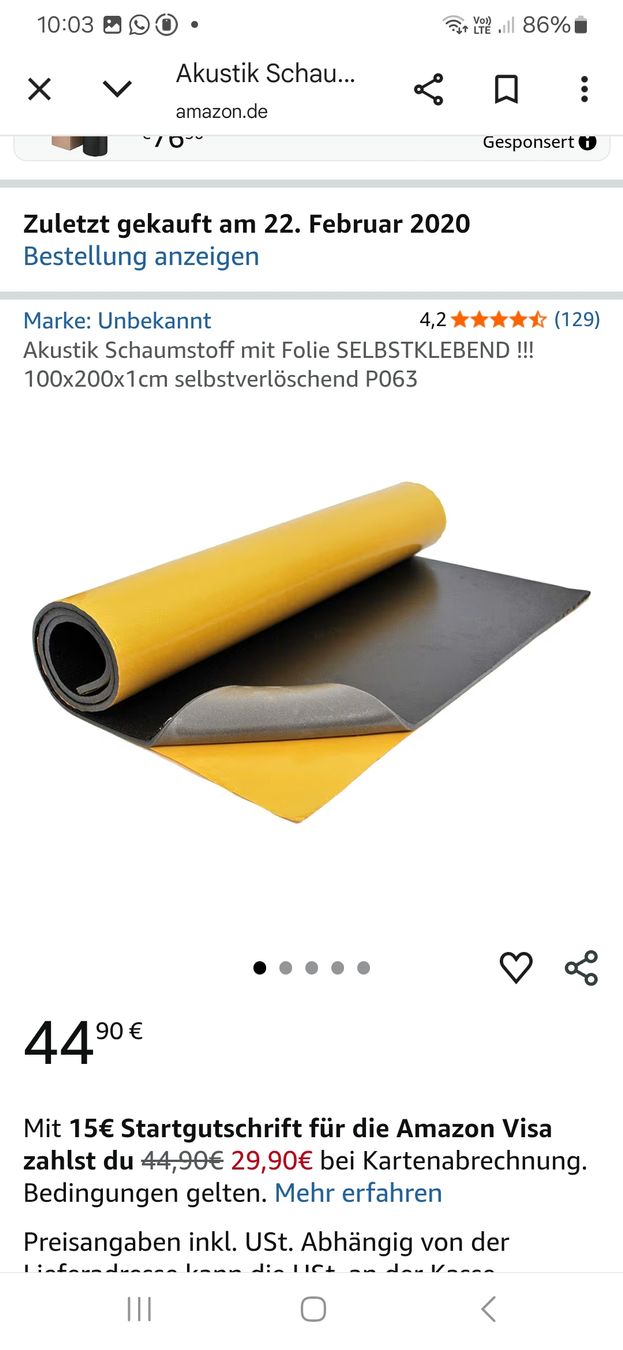 Alle Ersatzteile: Dämmmatte, Dämmschaumstoff – Gebraucht aus Gansingen von Schde 1