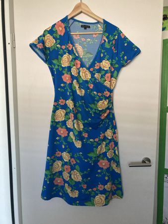 Kleid King Louie Blumenmuster blau Grösse L