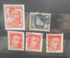 5 Briefmarken Pro Juventute Schweiz gebraucht gestempelt