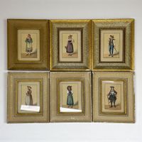 Lot 6 gouaches costumes traditionnels suisses G. Raymond
