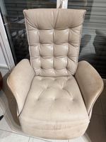 Relax Sessel Leder beige drehbar mit Fussstütze gebraucht