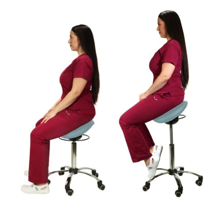 Sgabelli: Comfort-Sattelhocker HELLBLAU mit Swing-Mechanismus – Nuovo e nell'imballaggio originale da Schaffhausen venduto da Praxis-Nova 5