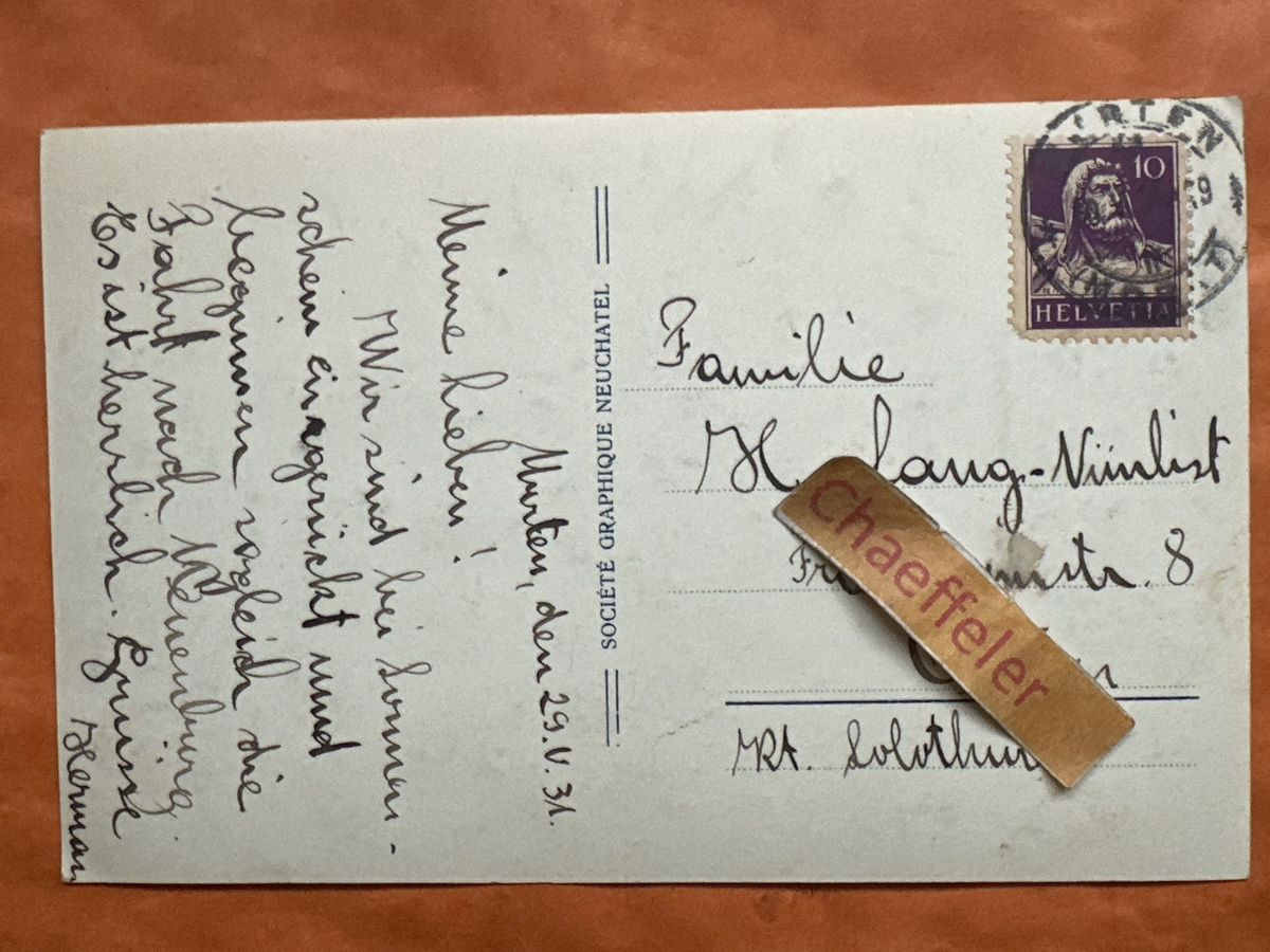 Cartoline postali: 1931 Murtensee, Murten vom See ausgesehen  – Usato da Zürich venduto da Chaeffeler 1