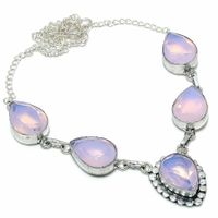 Fire Opal Gemstone Handmade 925 Sterling Silver Necklace